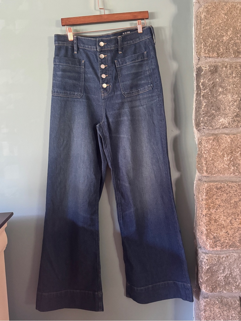 J.Crew ‘96 Denim Trouser Jeans Size 31 Dark Indigo Wide Leg Sailor Pocket